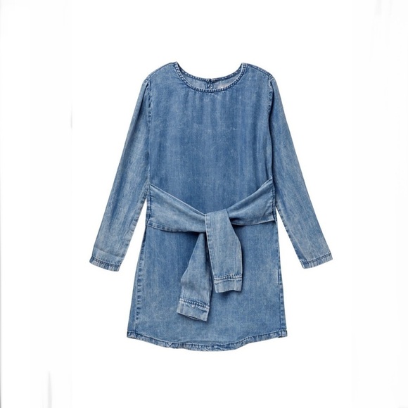 TRACTR NORDSTROM Big Girls Tie Front Blue Dress - Picture 1 of 7